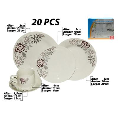Home Life VAJILLA PORC. X 20PZ. REDONDA SK-20R-4 9"