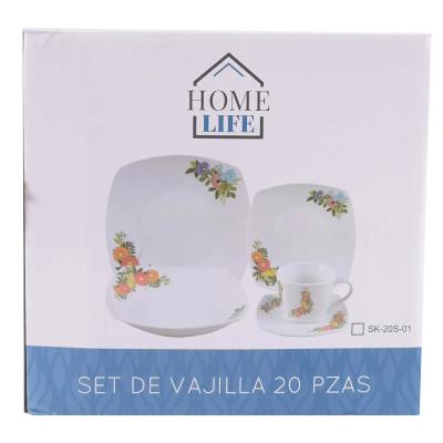 Home Life VAJILLA PORC. X 20PZ.CUADRADA REF:SK-20S-03 10.75"