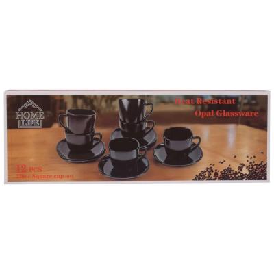 Home Life TAZA C/PLATO OPAL NEGRO X6 PZ.REF:HFXWB210-12PCS
